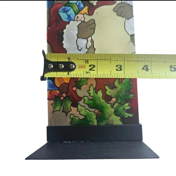 Joan Baker Designs Stained Glass Hand Painted Santa Christmas Candle Holder - Picture 7 of 8